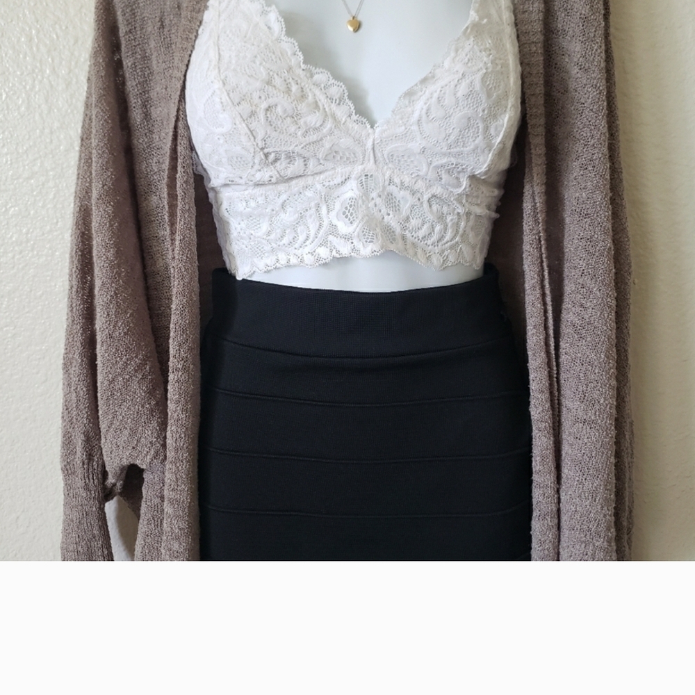 BP Beige Open Front Knit Cardigan